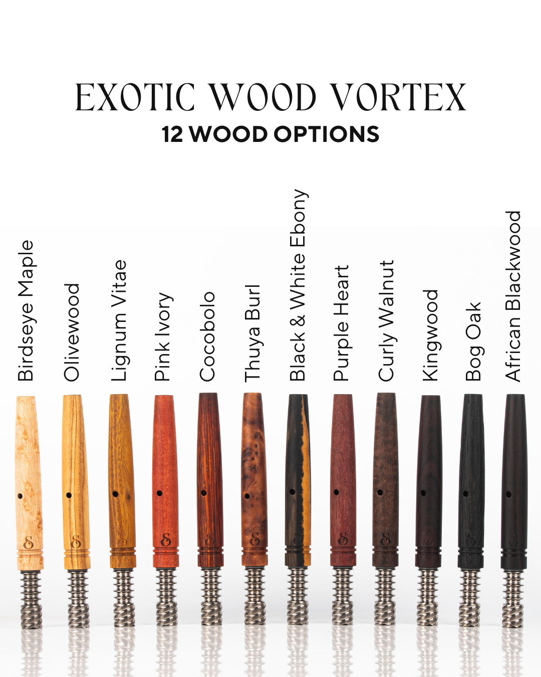 XL Exotic Wood Vortex w/ 5 Fin Ti Tip and captive cap