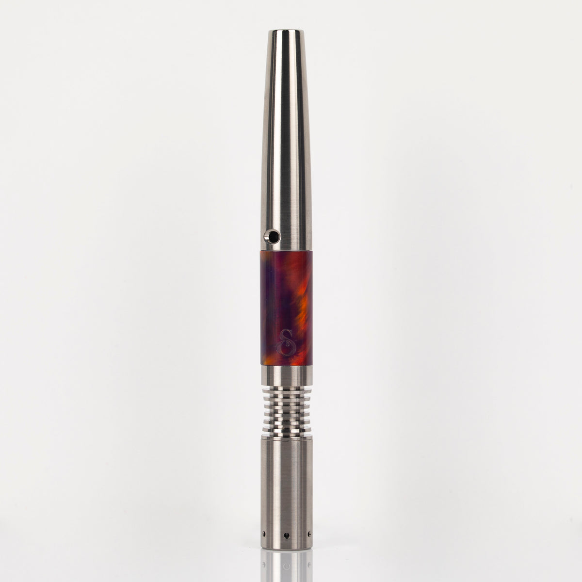 Purple and red opal sleeve shown on a Titanium Simrell
