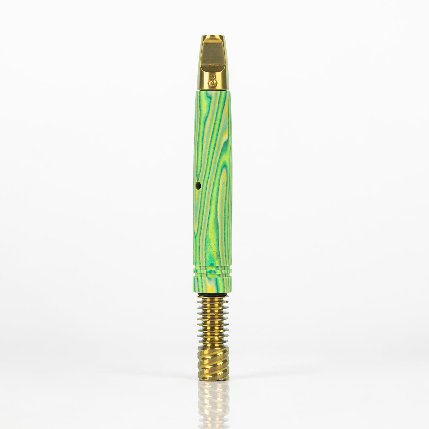 Green Micarta XL MVS, Gold Anodized Flat Stinger & 9 Fin Tip