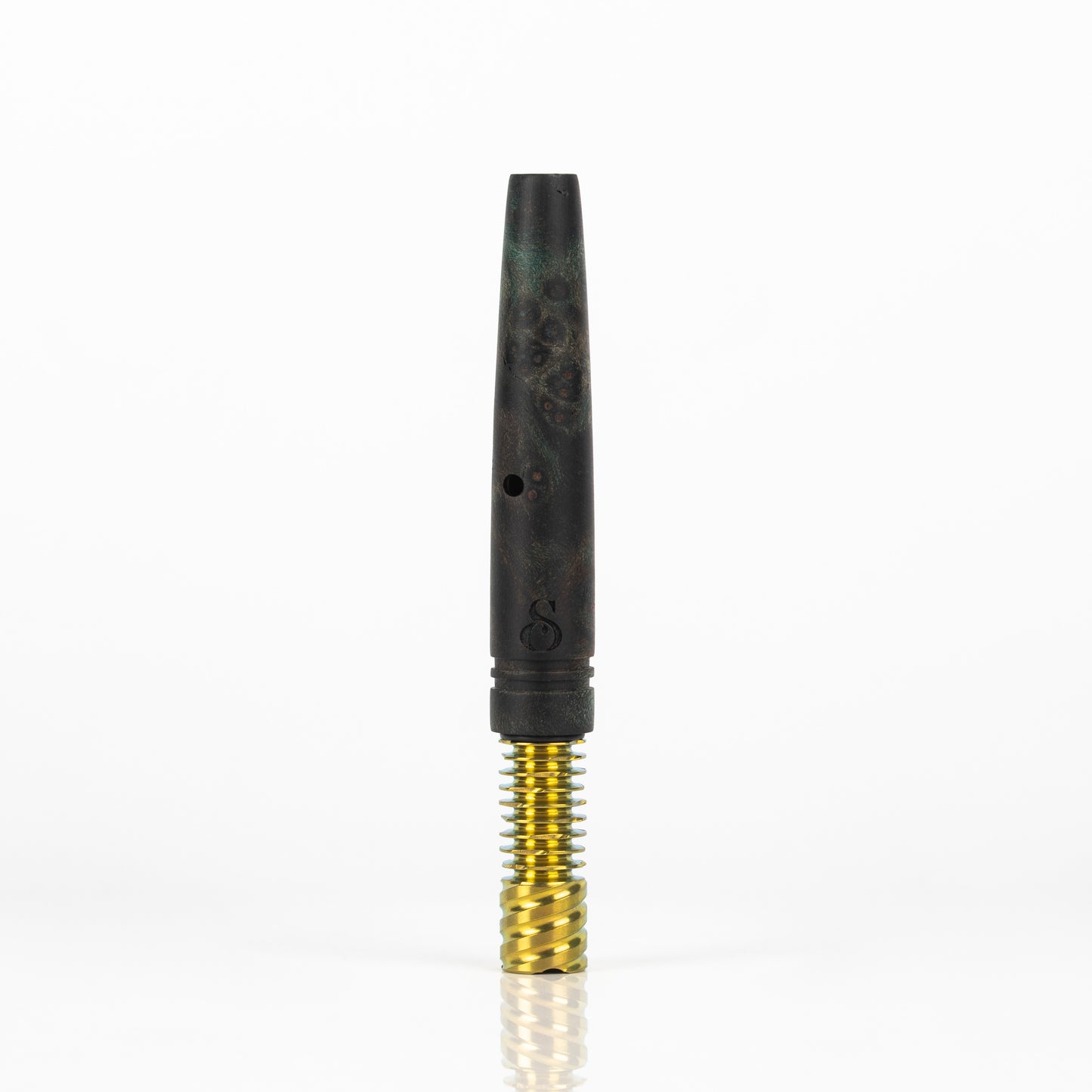 Dark Green Galaxy Burl Shorty Vortex w/ Gold 9 Fin Tip