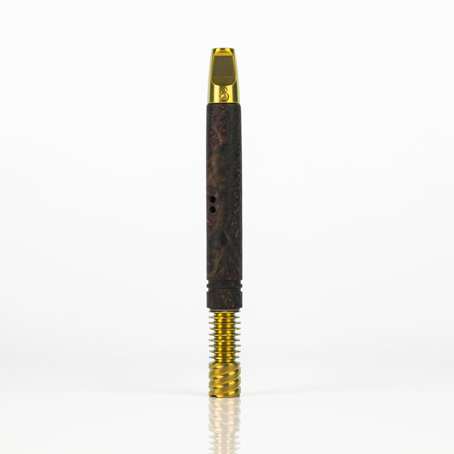 11mm Green Redwood Burl XL MVS, Gold Anodized Flat Stinger, 9 Fin Tip & Turbulent Airports