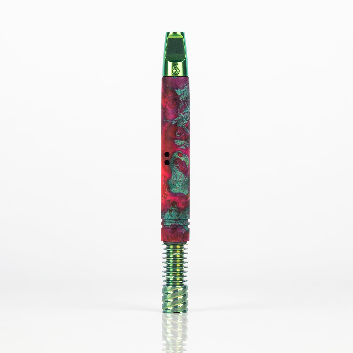 11mm Pink/Teal Galaxy Burl XL MVS, Toxic Green Anodized Flat Stinger, 9 Fin Tip & Turbulent Airports