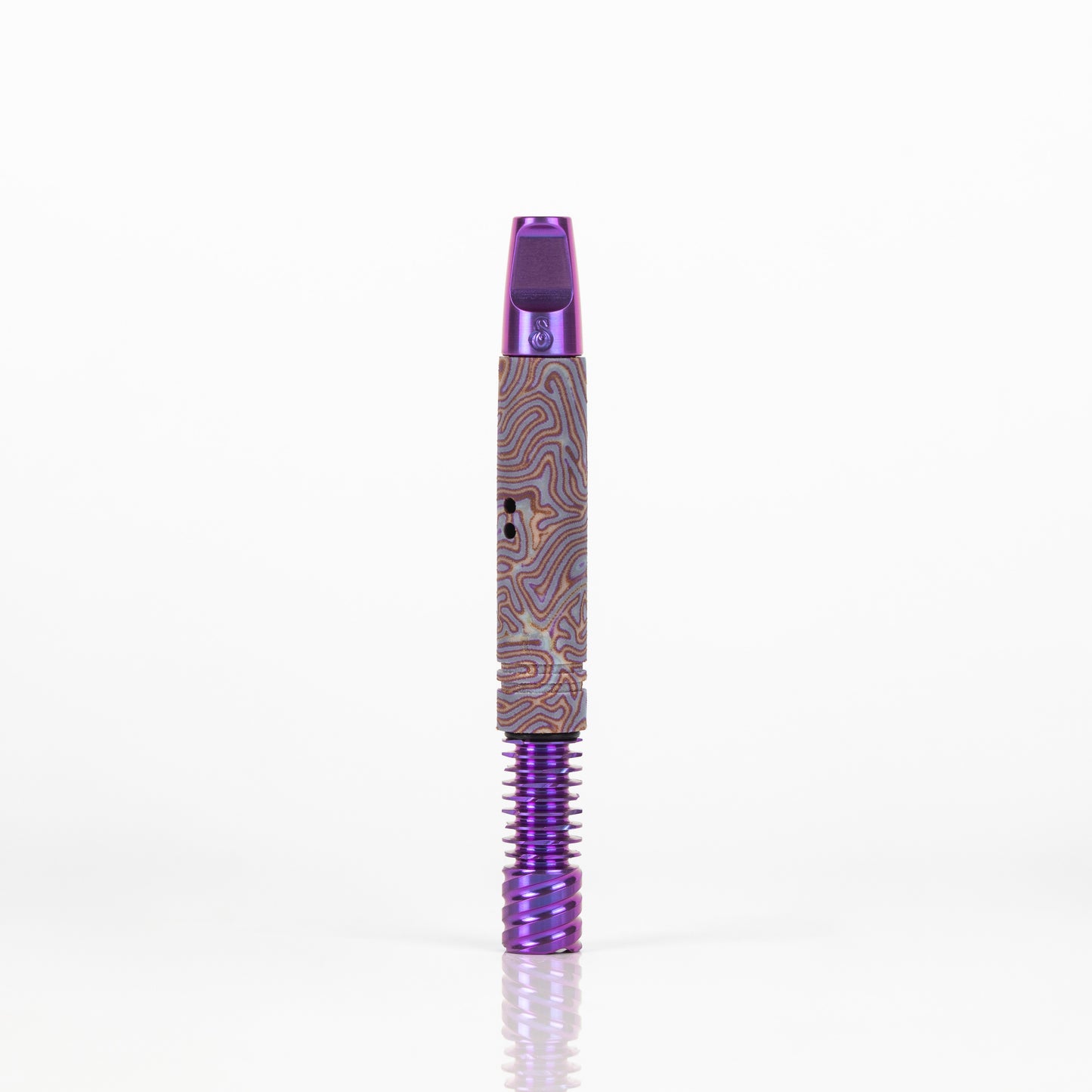 11mm Retro Micarta Stem w/ Turbulent Airports, Purple Anodized Flat Mouthpiece and 9 Fin Tip