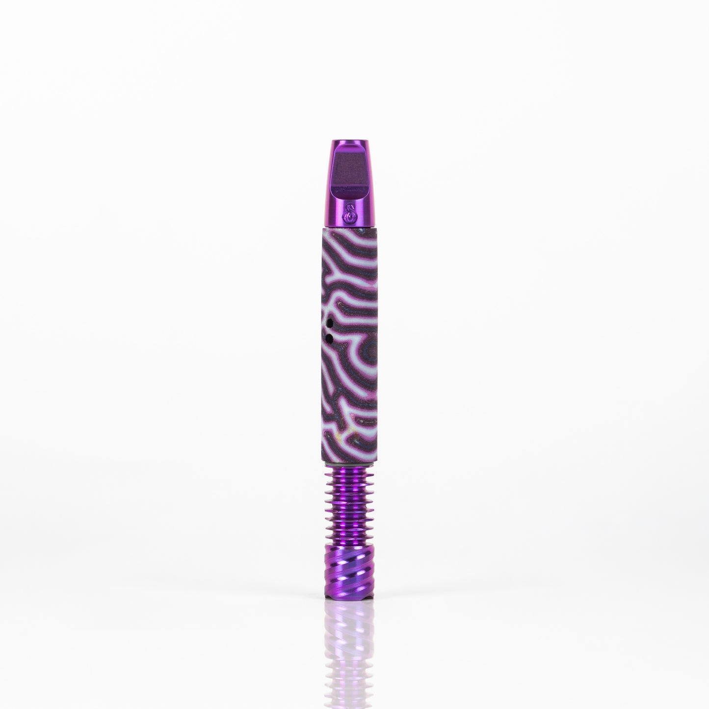 Purple Micarta 11mm Shorty MVS Stem w/ Turbulent Airports, Purple Anodized Flat Stinger Mouthpiece and 9 Fin Tip
