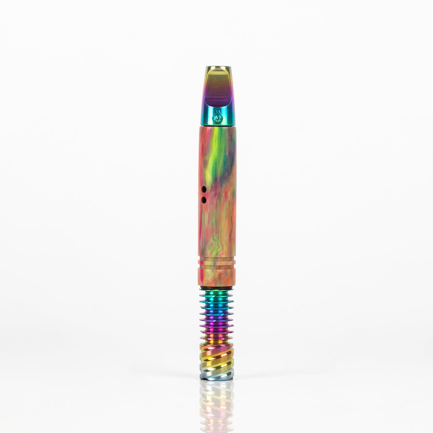 11mm Rainbow Shorty MVS, Rainbow Anodized Flat Stinger, 9 Fin Tip & Turbulent Airports