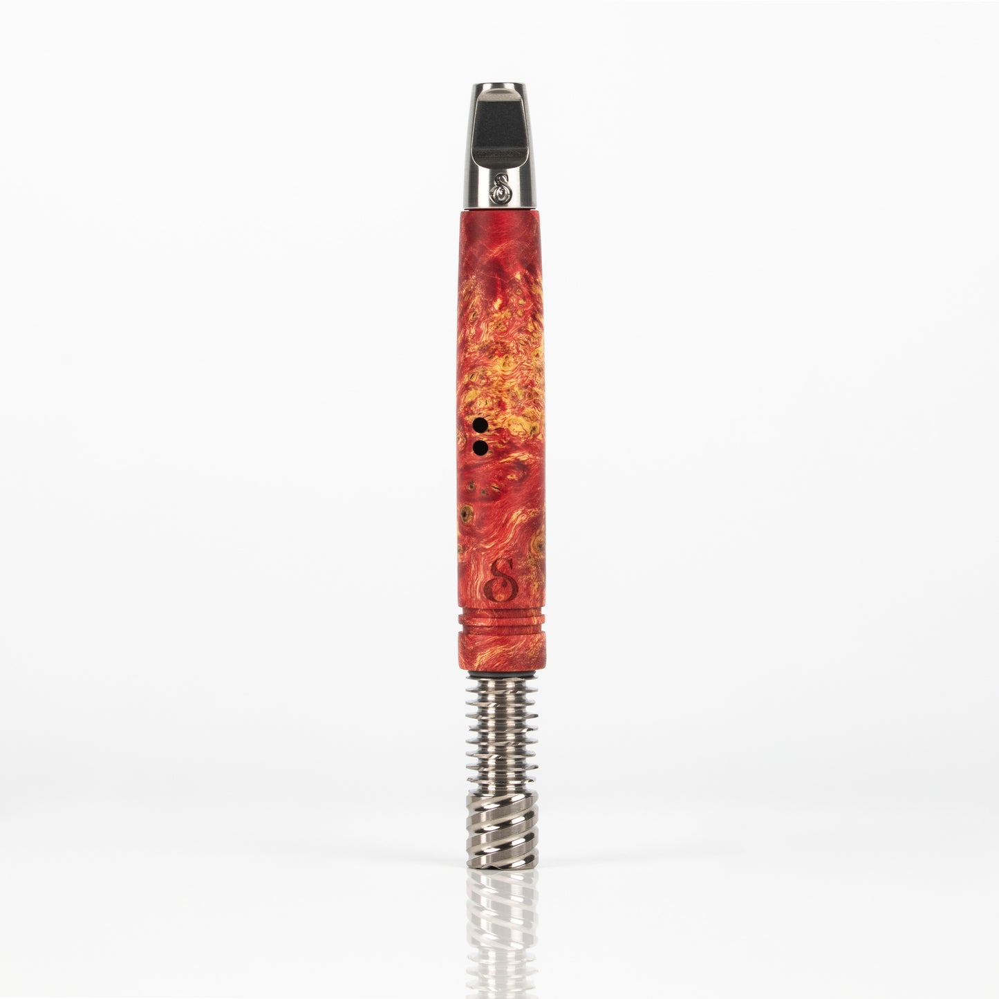 XL Red Galaxy burl Stem w/ Turbulent Airports, Flat Mouthpiece and 9 Fin Tip