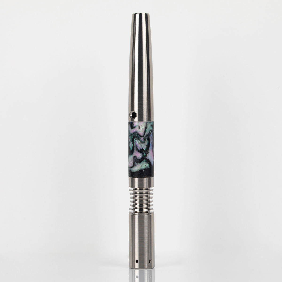 Abalone acrylic sleeve shown on a Titanium Simrell