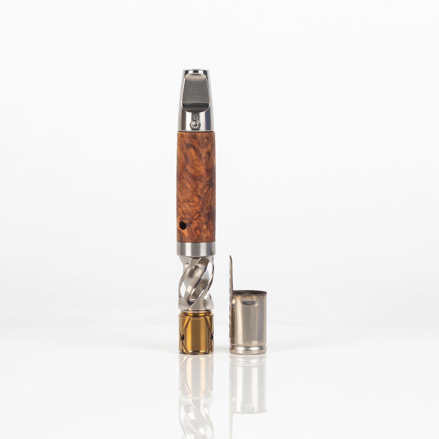 Amboyna Burl Ti-Hybrid MicroStem w/ Helix Tip & Captive Cap