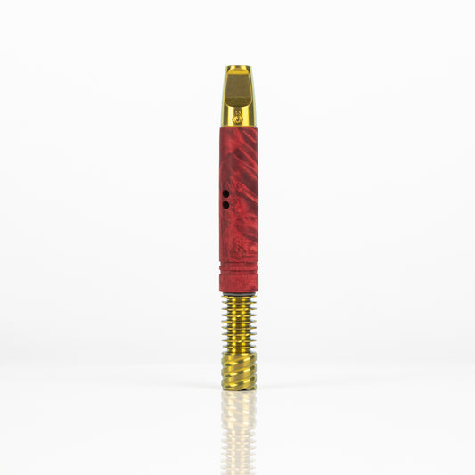 Gold Flat Mouthpiece/9 Fin & 11mm Red Galaxy Burl Stem w/ Turbulent Airports