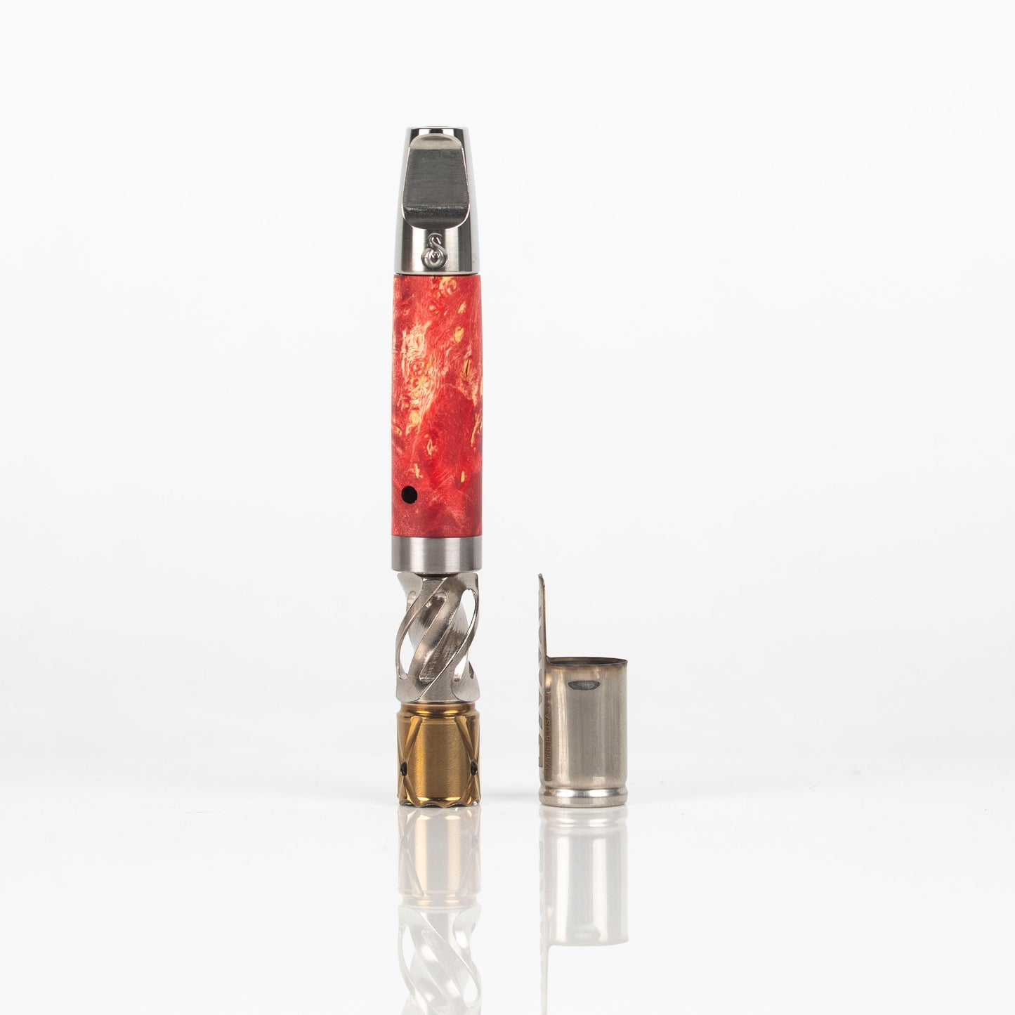 Red Galaxy Burl Ti-Hybrid MicroStem w/Helix Tip & Captive Cap