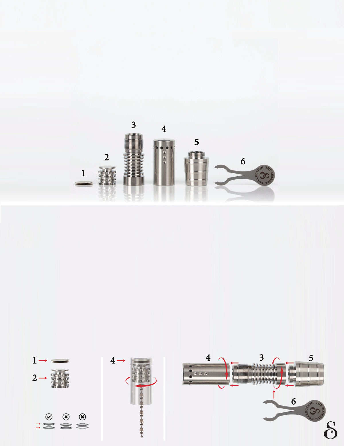 The Hydro parts numbered 1 to 6 in a row, with diagrams for the four assembly steps